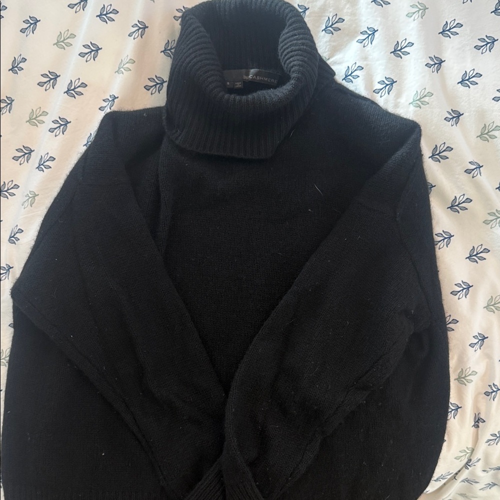 360 Cashmere Black Turtleneck Sweater